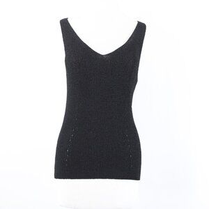 Dana Buchman Top $148 Sz S Black Open Knit Sleeveless Rayon Nylon Top